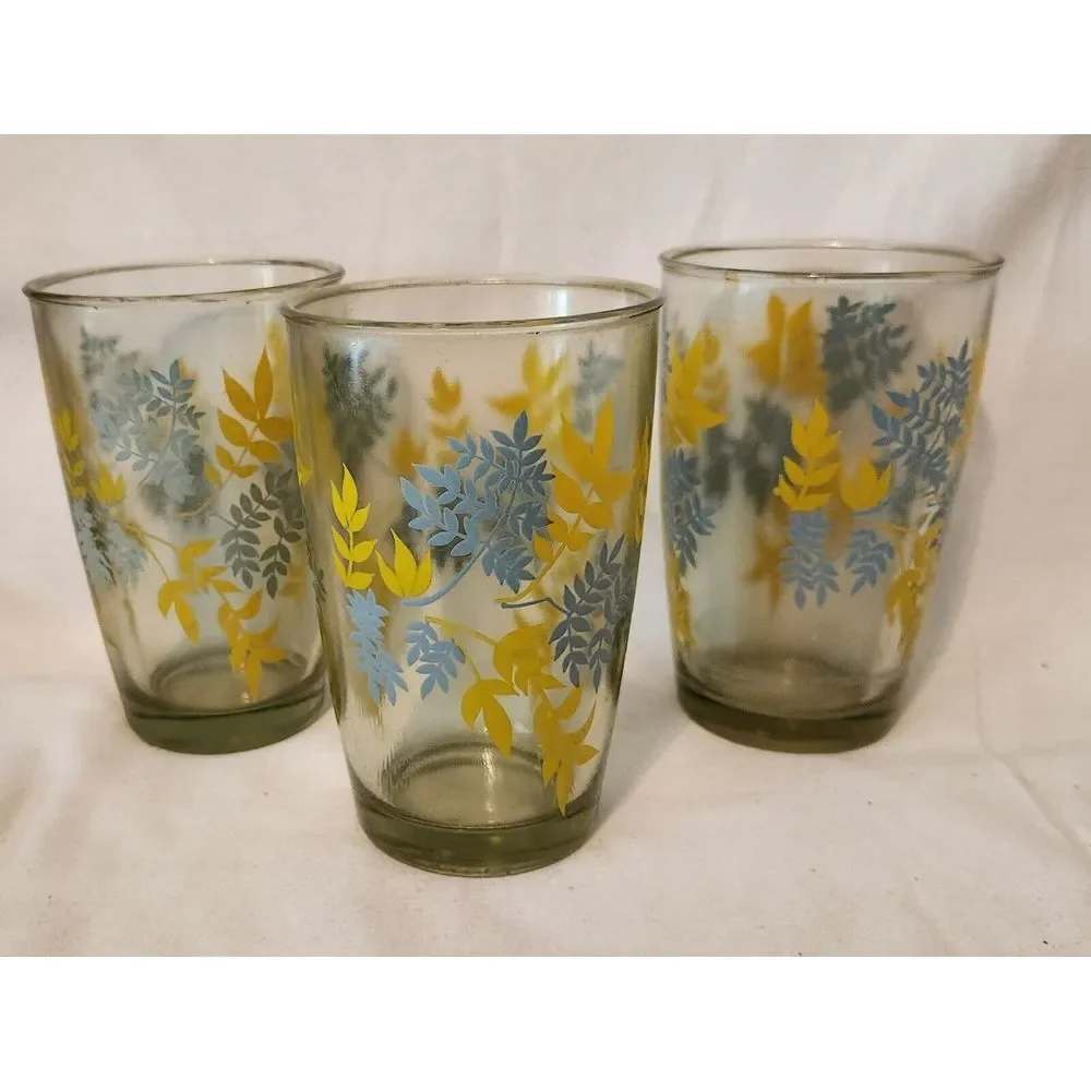 Vintage Drinking Glasses Heavy Set Of 3